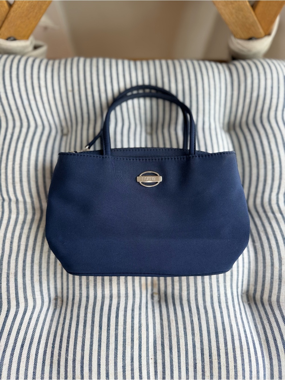 Vintage 90s ESPRIT Navy Blue Nylon Mini Bag Purse